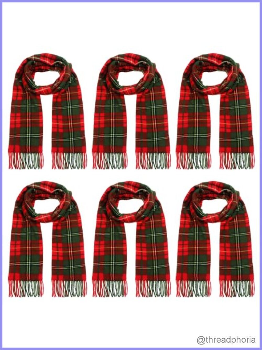 6-Pack Tartan Plaid Scarf, Acrylic Winter Shawl Wrap with Tassels, Cold Weather